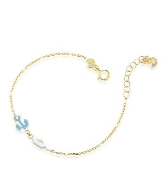 Bracciale in Oro Giallo 9 kt Ancora e Barchetta Bracciale in Oro Giallo 9 kt Ancora e Barchetta