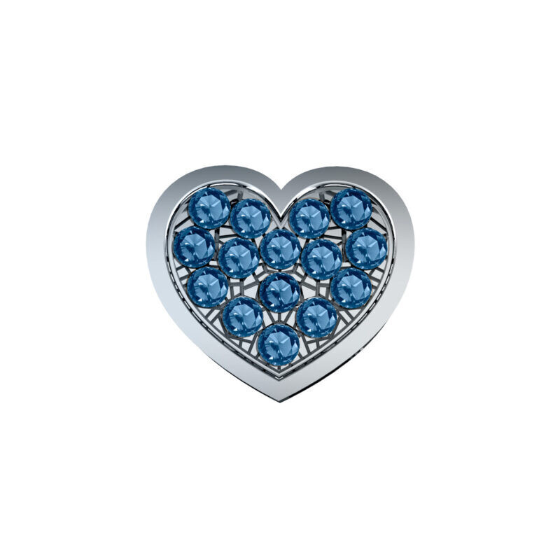 Cuore grande in oro bianco e zaffiri