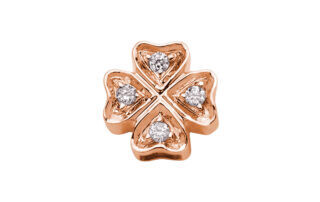 Quadrifoglio piatto oro rosa 18 kt con pavè