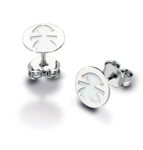 Orecchini &quot;Classici&quot; sagoma bimba in oro bianco 9kt