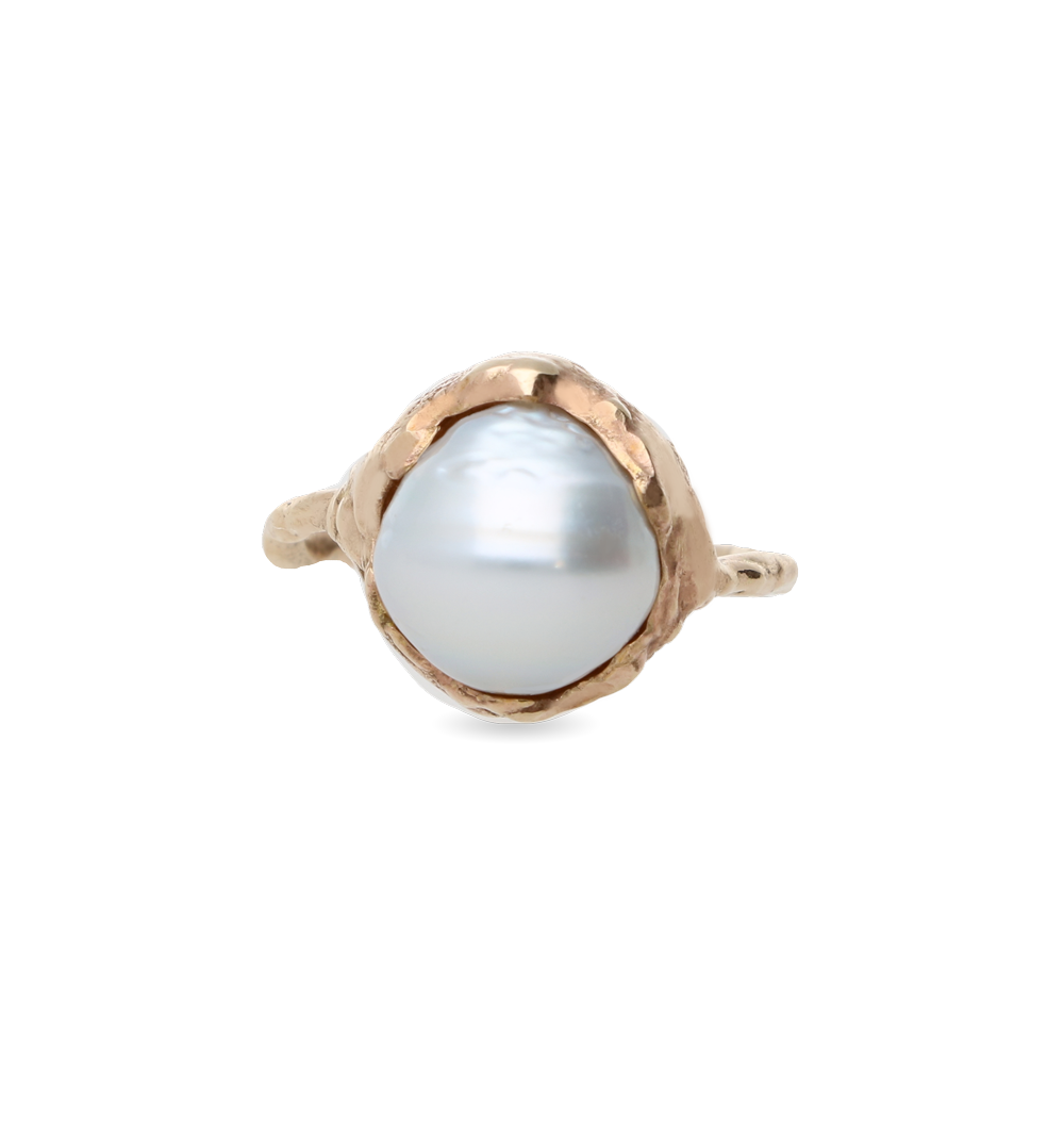 Anello in Oro Giallo 9kt e Perla Bianca Australia