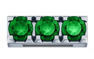 Tris in oro bianco 18 kt e smeraldi