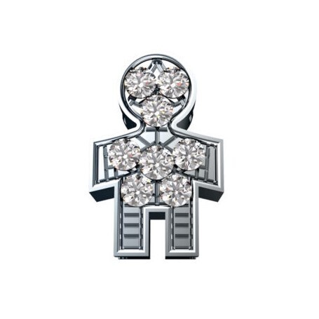 Bimbo oro bianco 18 kt con pavè