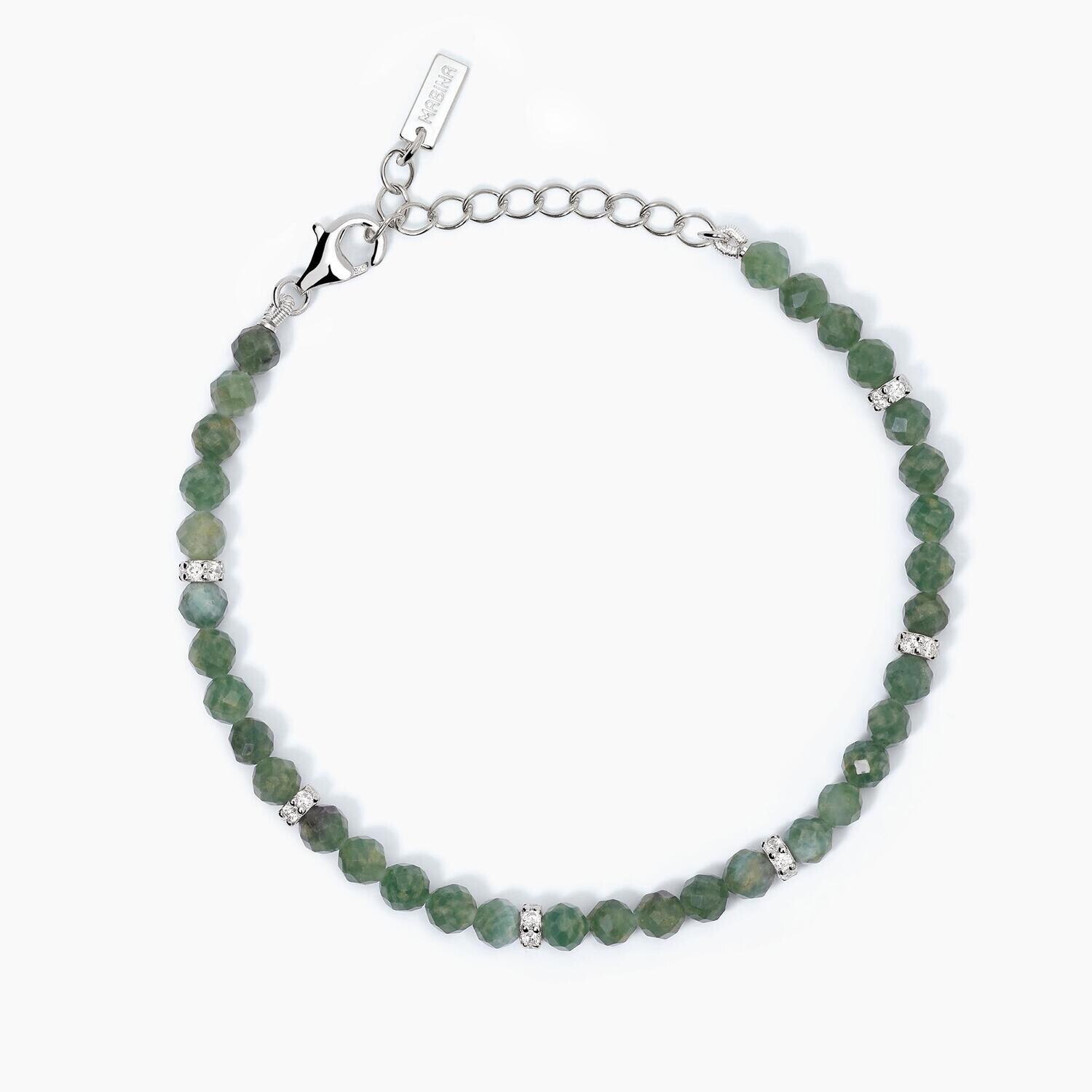 Bracciale in argento con agata verde e zirconi bianchi COLOR CODE