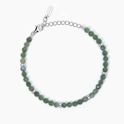 Bracciale in argento con agata verde e zirconi bianchi COLOR CODE