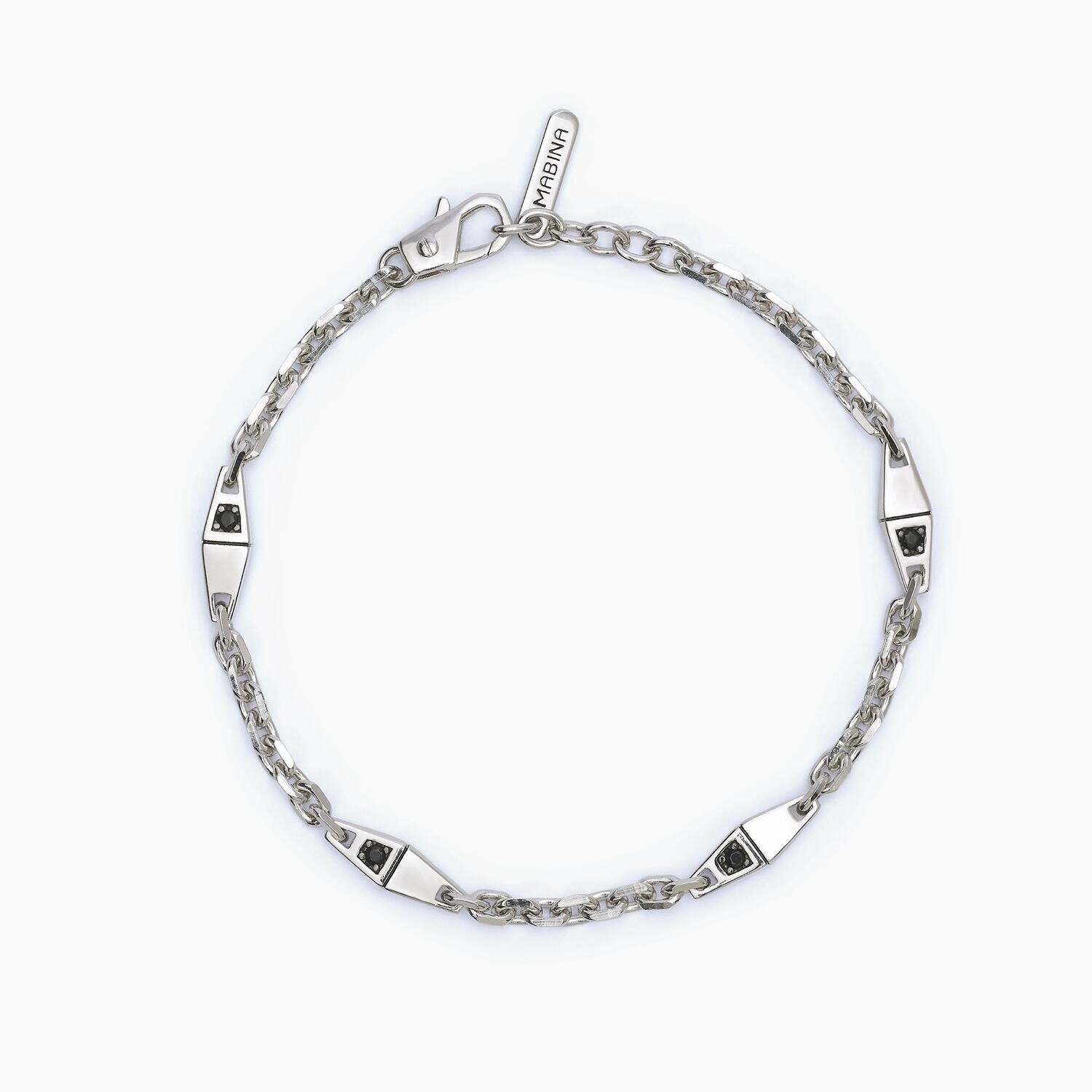 Bracciale con catena rolò e inserti neri MODERNISTA