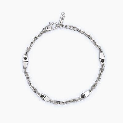 Bracciale con catena rolò e inserti neri MODERNISTA