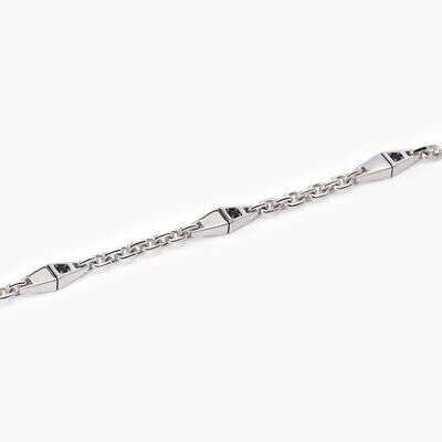Bracciale con catena rolò e inserti neri MODERNISTA