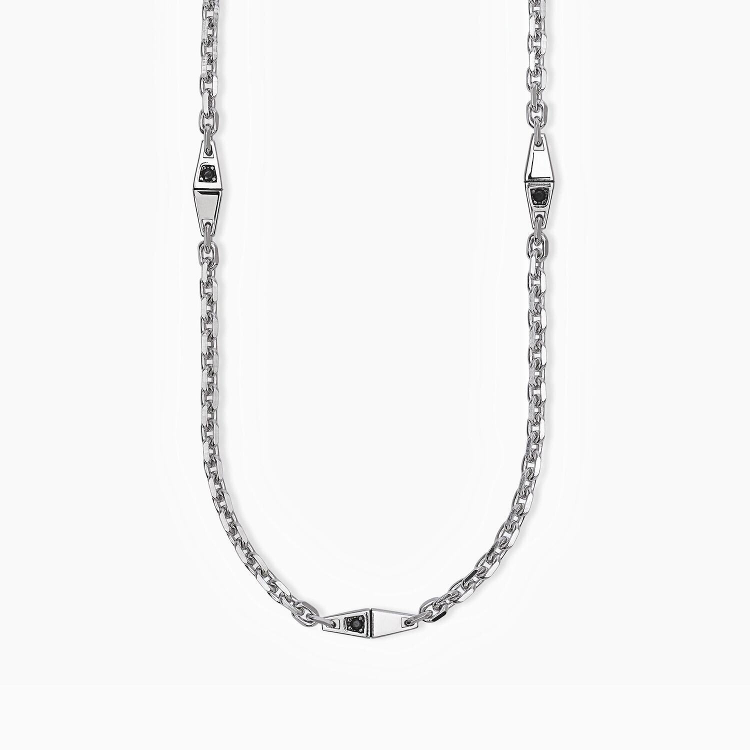 Collana in argento con catena rolò e inserti MODERNISTA