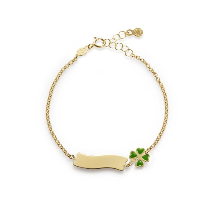Bracciale &quot;Fortuna&quot; oro giallo 9kt con quadrifoglio