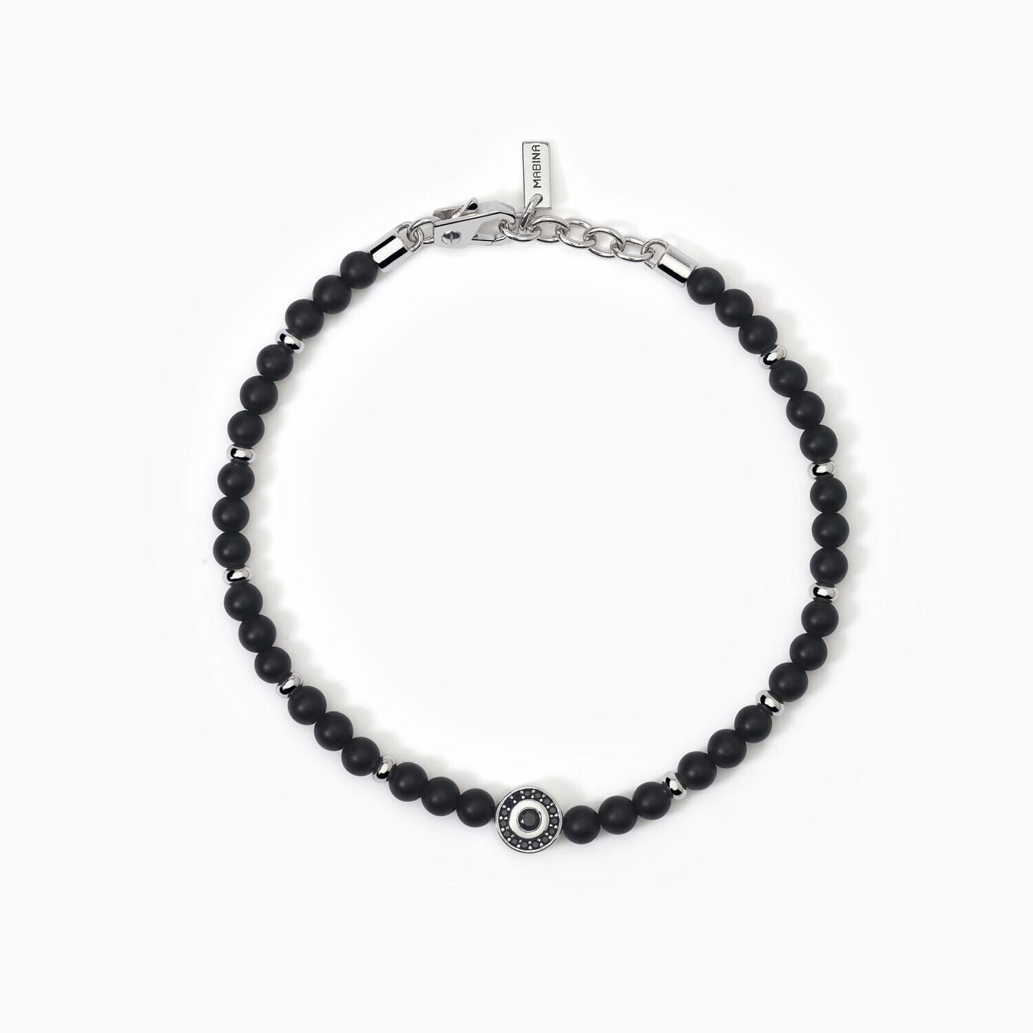 Bracciale in argento con agata nera BENIAMINO