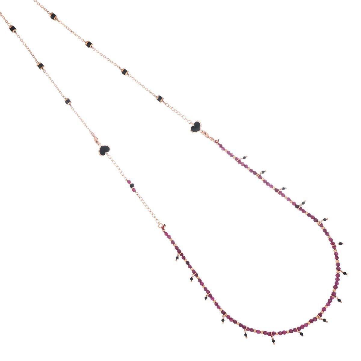 COLLANA DOPPIA RUBINO SPINELLI E AGATA NERA