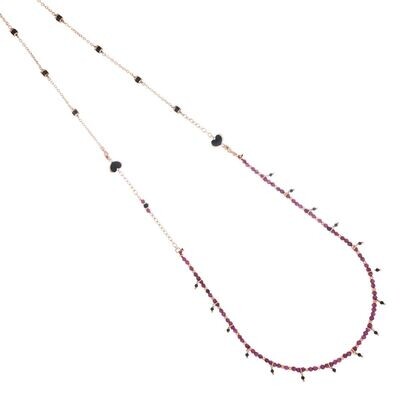 COLLANA DOPPIA RUBINO SPINELLI E AGATA NERA