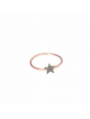 ANELLO 18KT STELLA POLVERE DIAMANTI CROMO