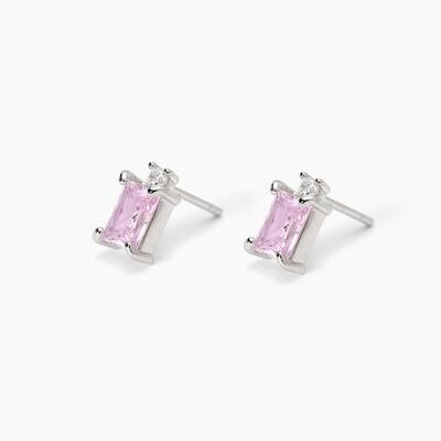 Orecchini in argento con zircone rosa taglio princess BATTITO