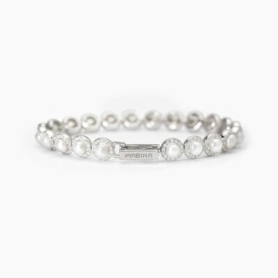 Bracciale tennis in argento con perle e zirconi MILANESIENNE Bracciale tennis in argento con perle e zirconi MILANESIENNE