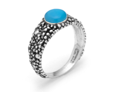 Anello Perlage agata azzurra