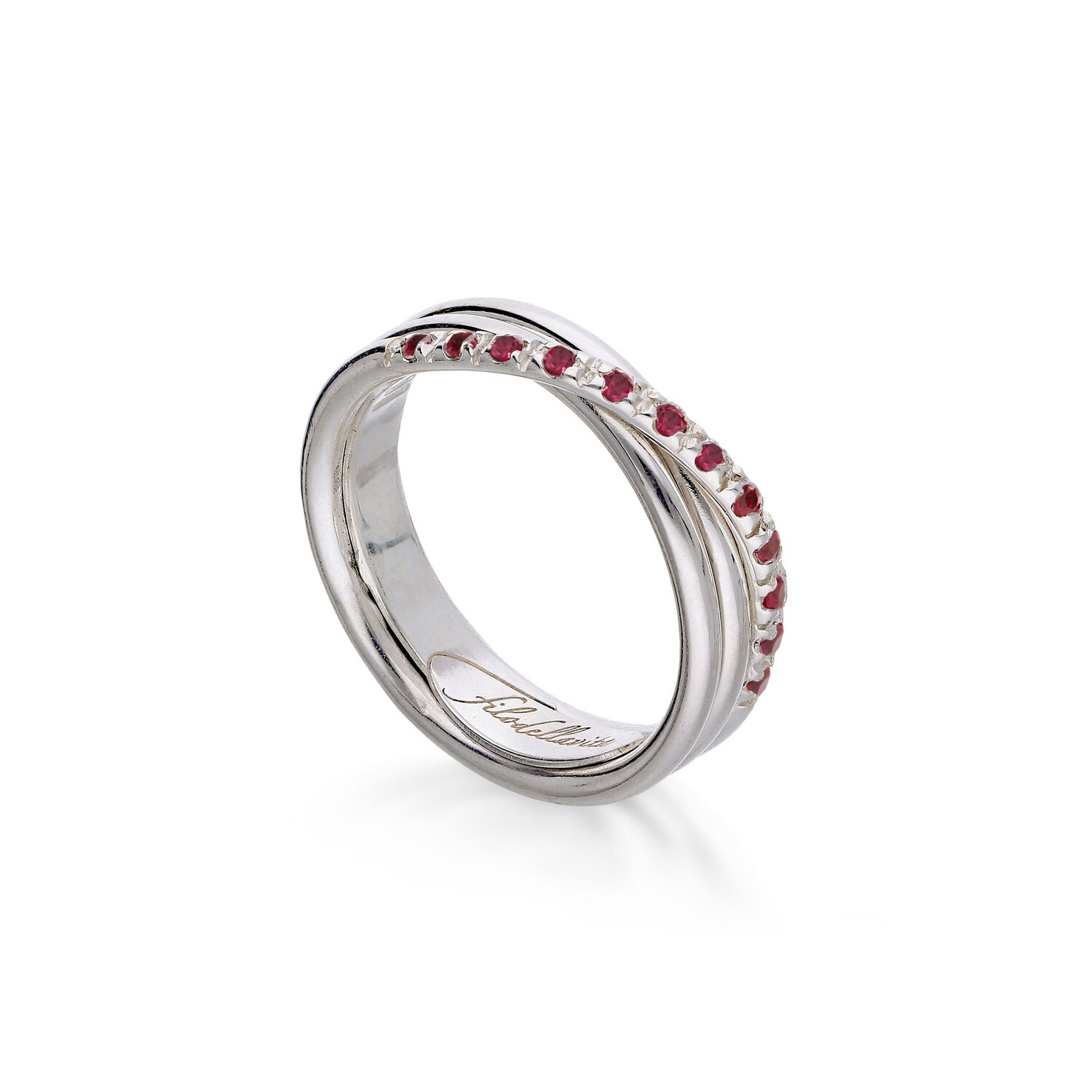 ANELLO 3 FILI IN ARGENTO 925 E RUBINI