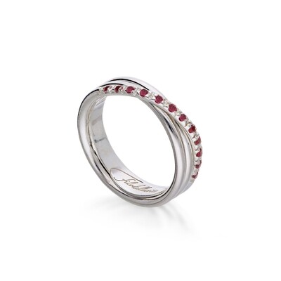 ANELLO 3 FILI IN ARGENTO 925 E RUBINI