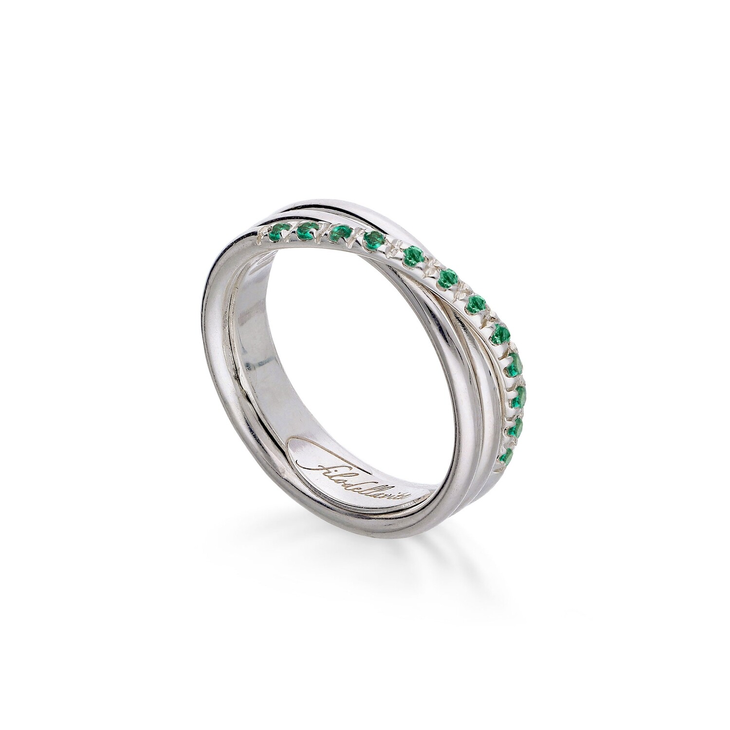 ANELLO 3 FILI IN ARGENTO 925 E SMERALDI