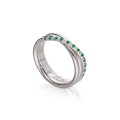 ANELLO 3 FILI IN ARGENTO 925 E SMERALDI