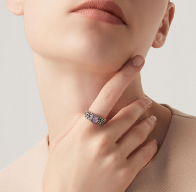 Anello Perlage Ametista
