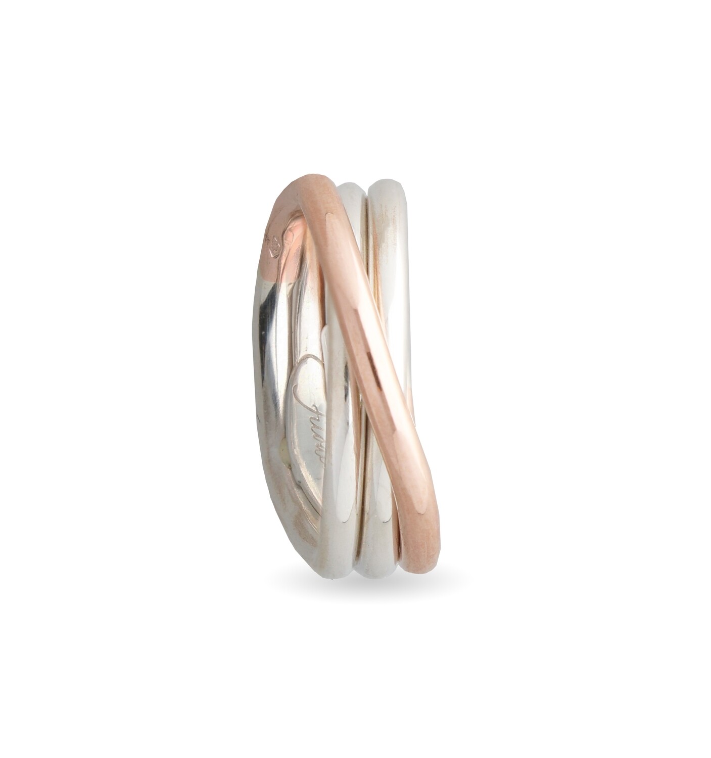 ANELLO FILODELLAVITA 3 FILI IN ARGENTO E ORO ROSA 9 KT