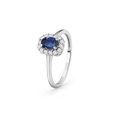 Anello con zaffiro ovale e diamanti