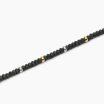 Bracciale in argento con ematite e inserti dorati ON ROAD