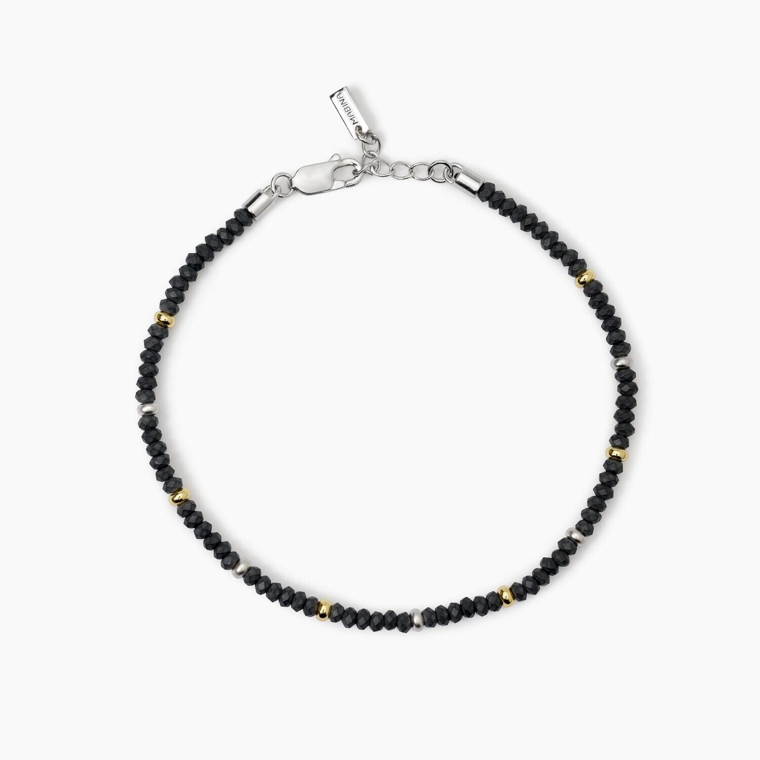 Bracciale in argento con ematite e inserti dorati ON ROAD