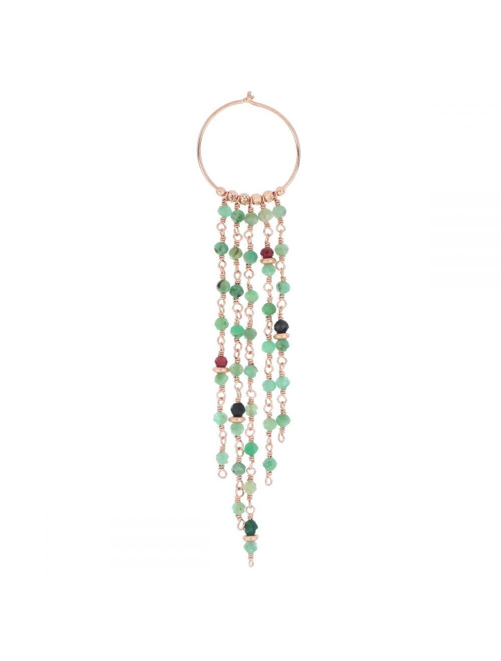 ORECCHINO CASCATA A CERCHIO MALACHITE E SPINELLO