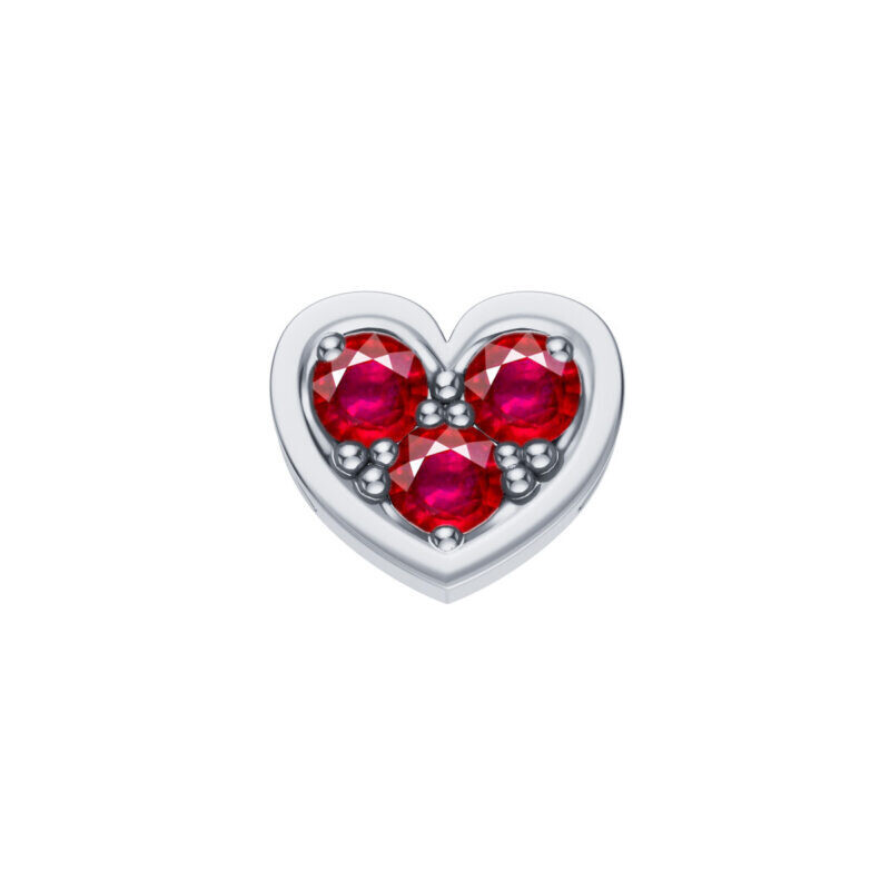Cuore reverso oro bianco 18 kt con rubini