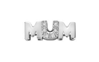 Scritta MUM grande oro bianco 18 kt e brill