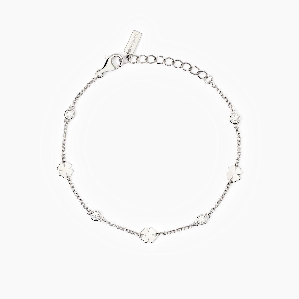 Bracciale quadrifogli e zirconi