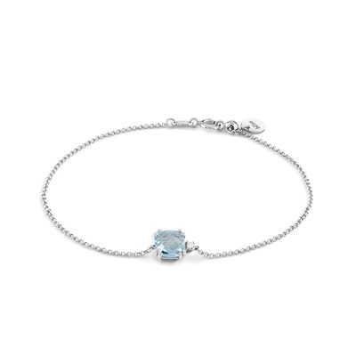 Bracciale oro bianco 9 kt topazio azzurro