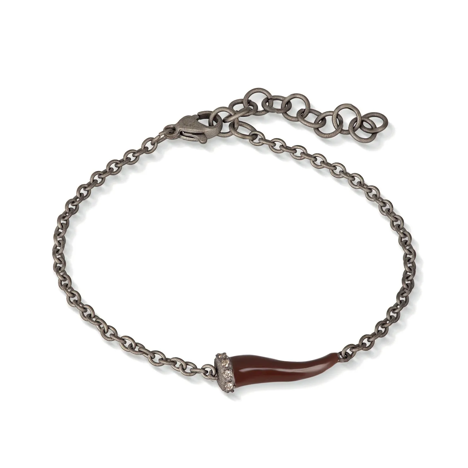 Bracciale "Lucky horn" mocha con diamanti NERI Bracciale "Lucky horn" mocha con diamanti NERI
