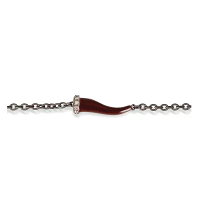 Bracciale "Lucky horn" mocha con diamanti NERI