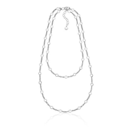 Collana lunga in argento con cerchietti