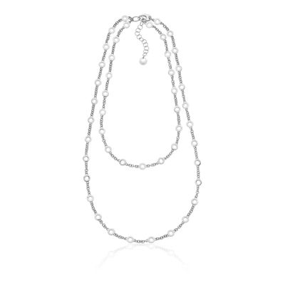 Collana lunga in argento con cerchietti