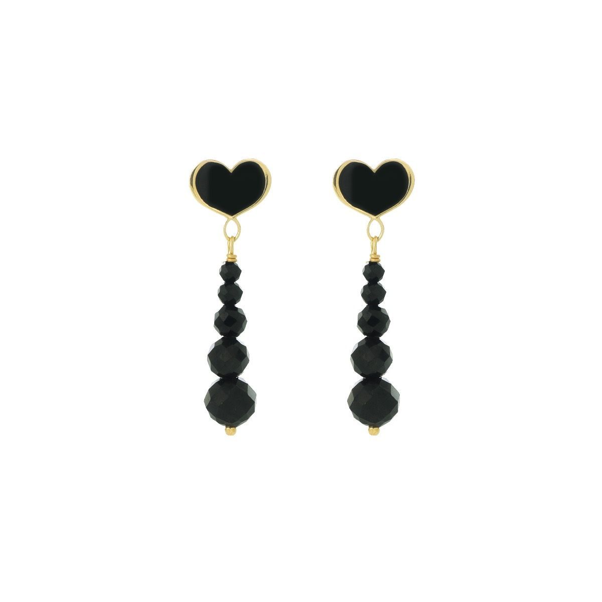 COPPIA DI ORECCHINI LOBO CUORE MAMAN ONDA NERA MULTI