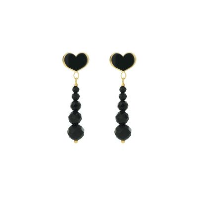 COPPIA DI ORECCHINI LOBO CUORE MAMAN ONDA NERA MULTI