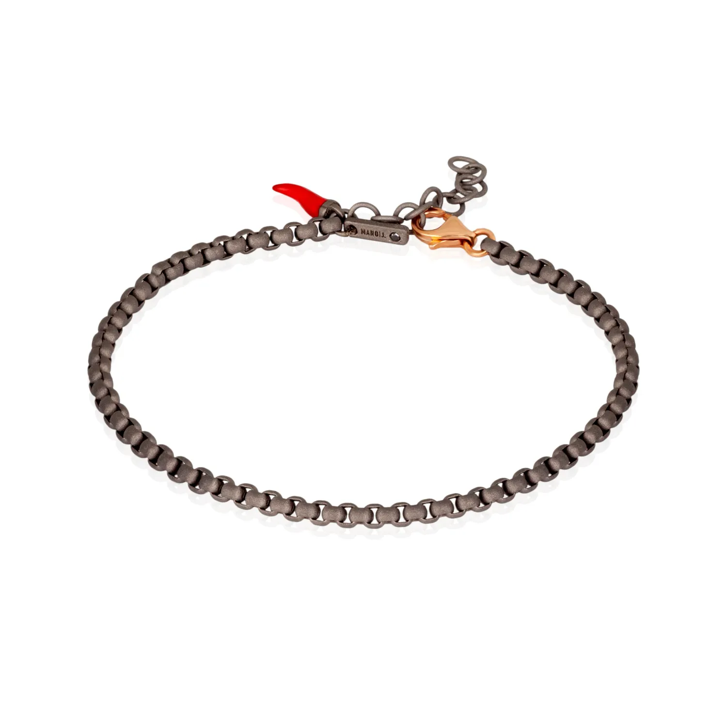 BRACCIALE CATENINA SCOOBY DOO IN TITANIO E ORO ROSSO 9 KT
