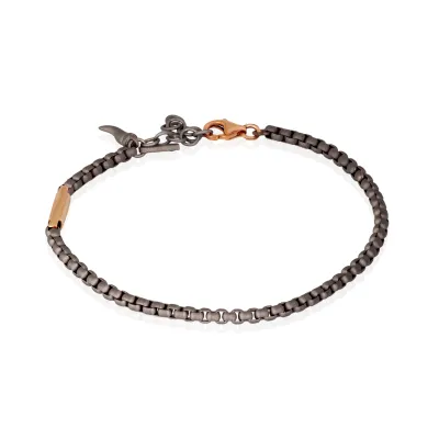 BRACCIALE CATENINA SCOOBY DOO IN TITANIO E BARRETTA IN ORO GIALLO 9 KT