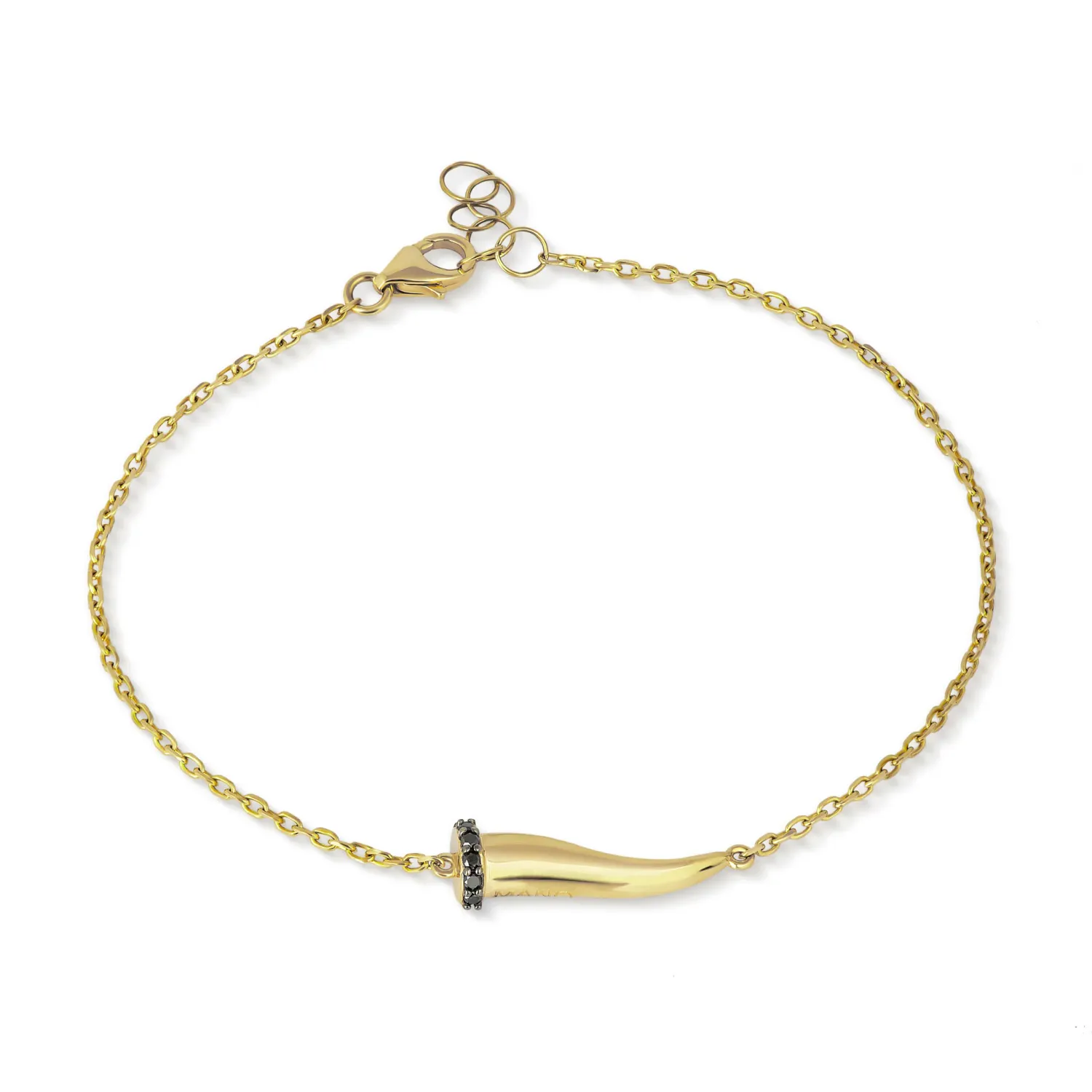 Bracciale &quot;Lucky horn&quot; oro giallo e diamanti neri