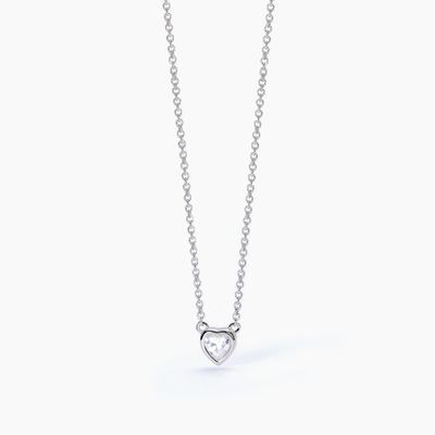 Girocollo in argento con punto luce taglio cuore SHINY