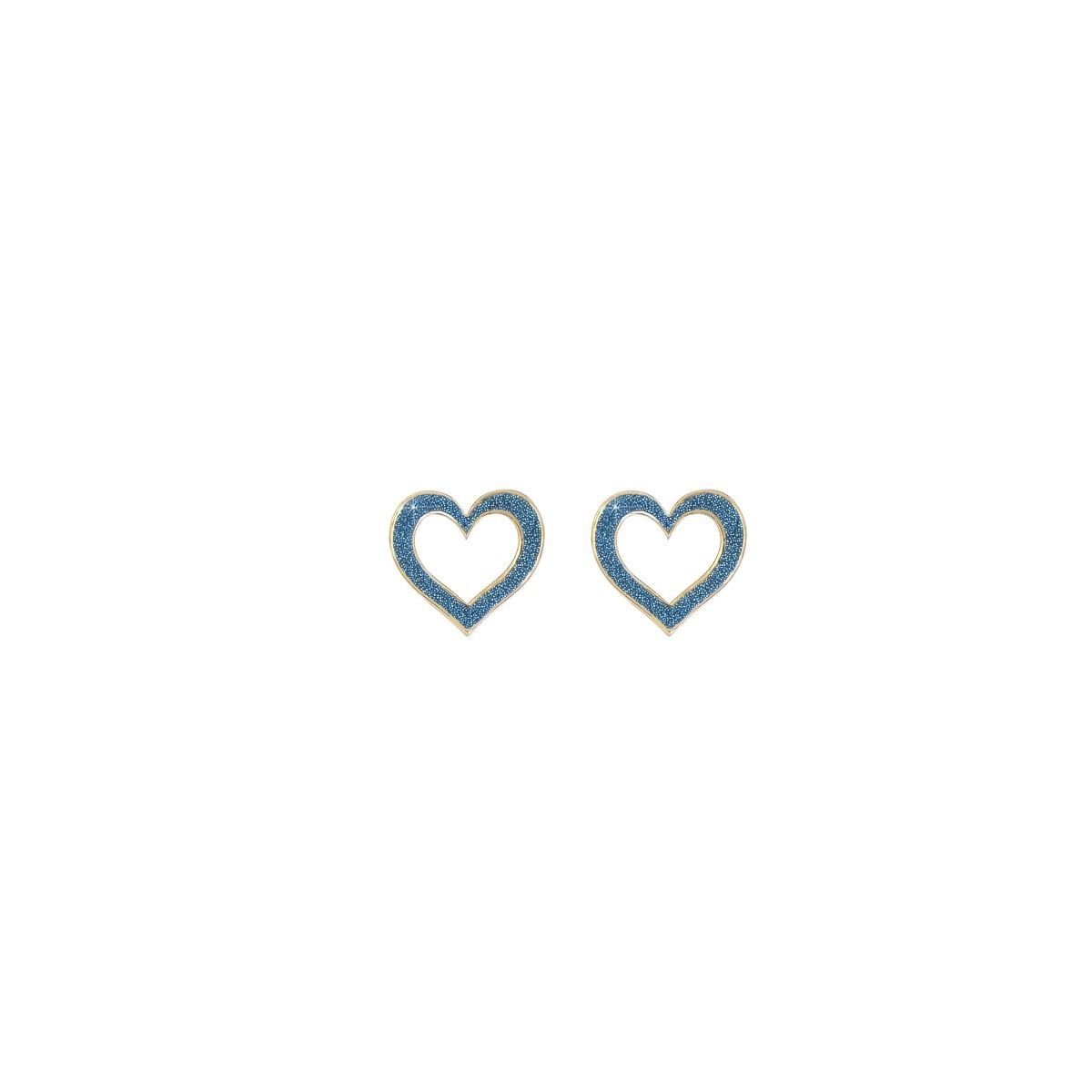 COPPIA DI ORECCHINI 18KT CUORE TRAFORATO POLVERE BLU