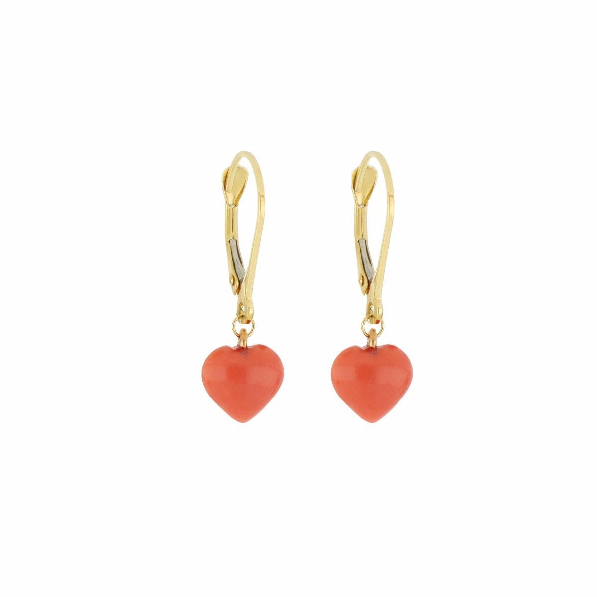 COPPIA DI ORECCHINI 18KT CUORE CORALLO
