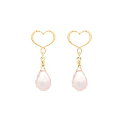 COPPIA DI ORECCHINI CUORE MAMAN QUARZO ROSA