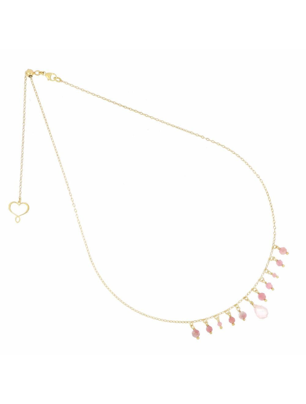 GIROCOLLO GOCCIA QUARZO ROSA E TORMALINE