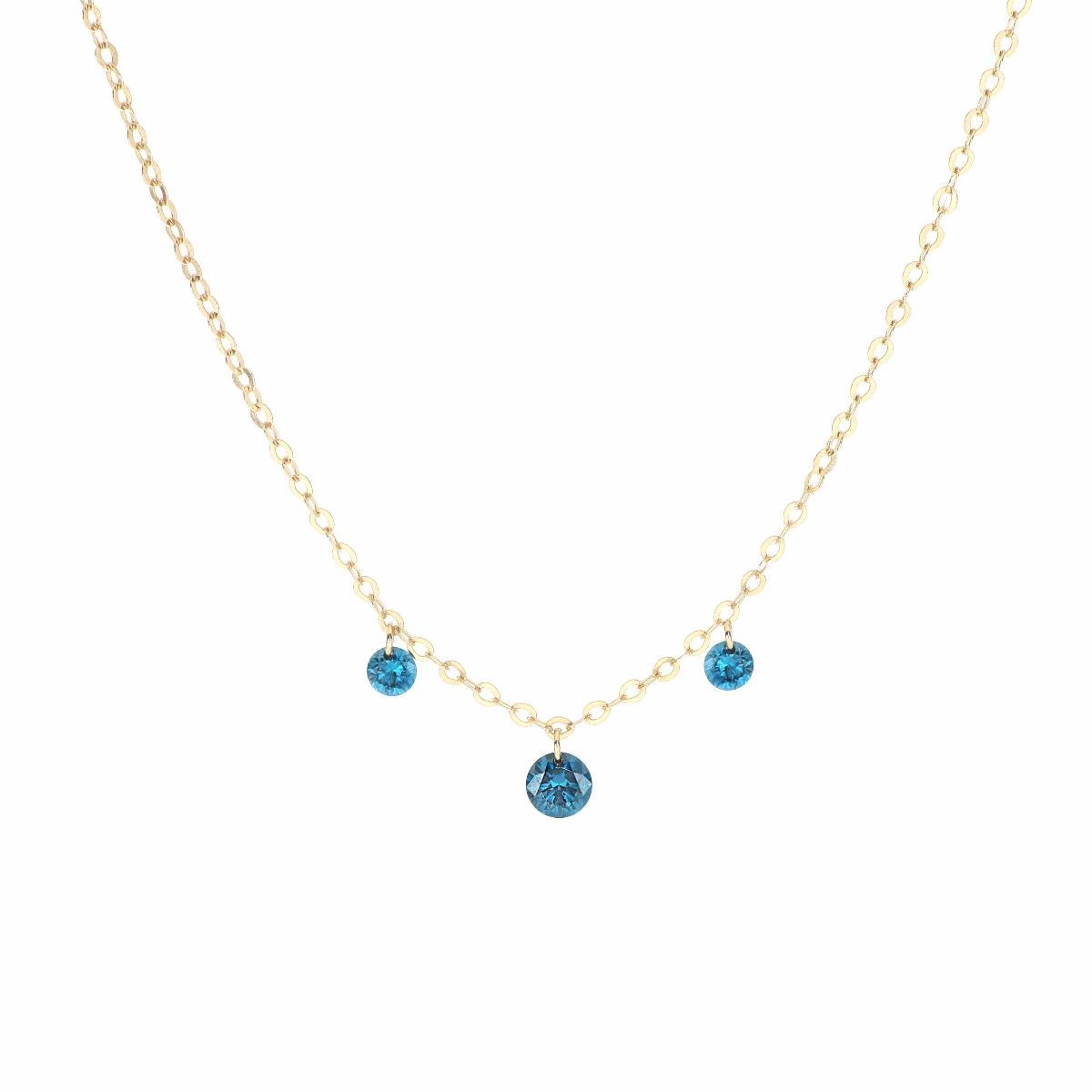 GIROCOLLO 18KT TRE DIAMANTI NUDI BLU